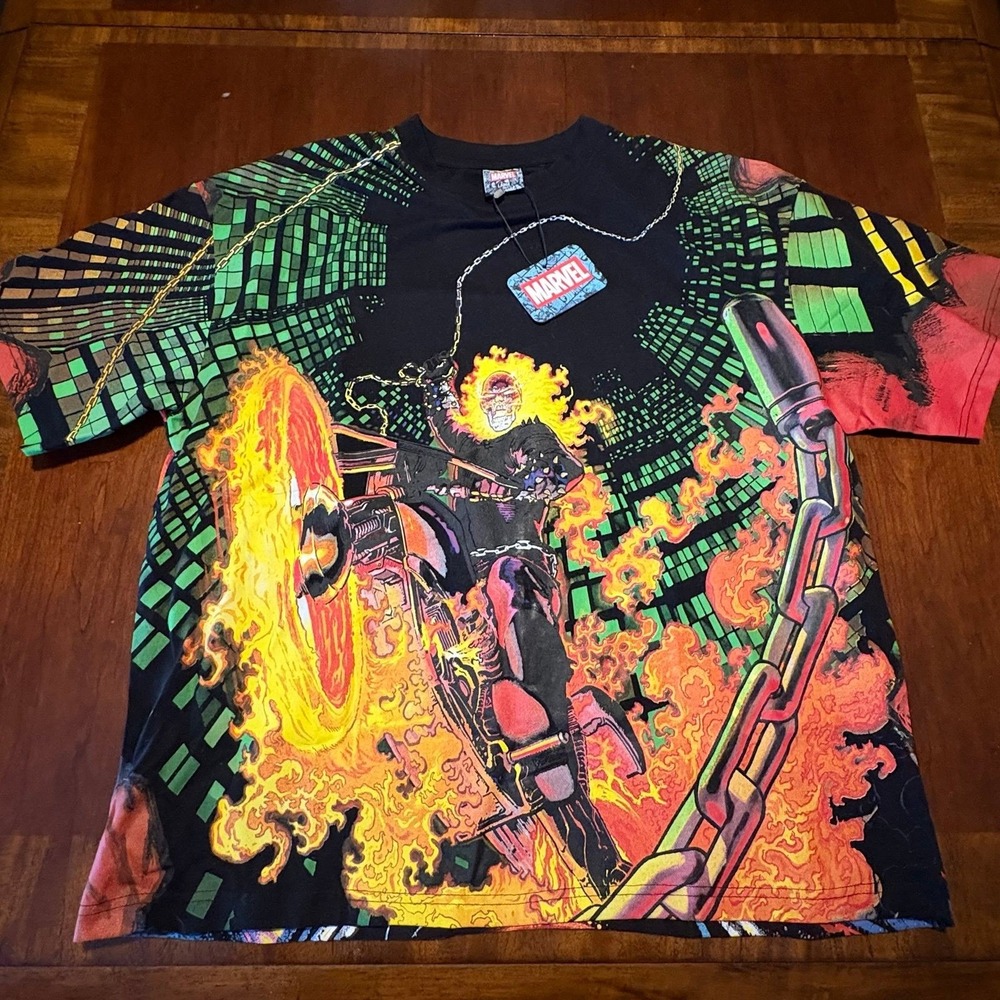 Marvel Ghost Rider All‎ Over Print Shirt AOP Large Brand New with Tags NWT